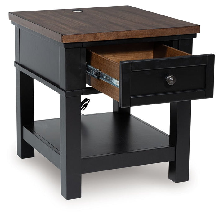 Wildenauer - Rectangular End Table - Brown / Black