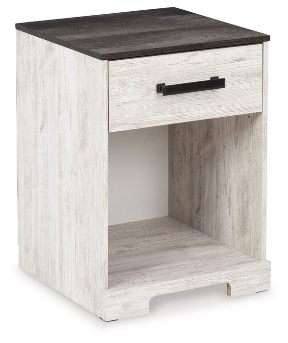 Shawburn - One Drawer Night Stand - Whitewash / Charcoal Gray