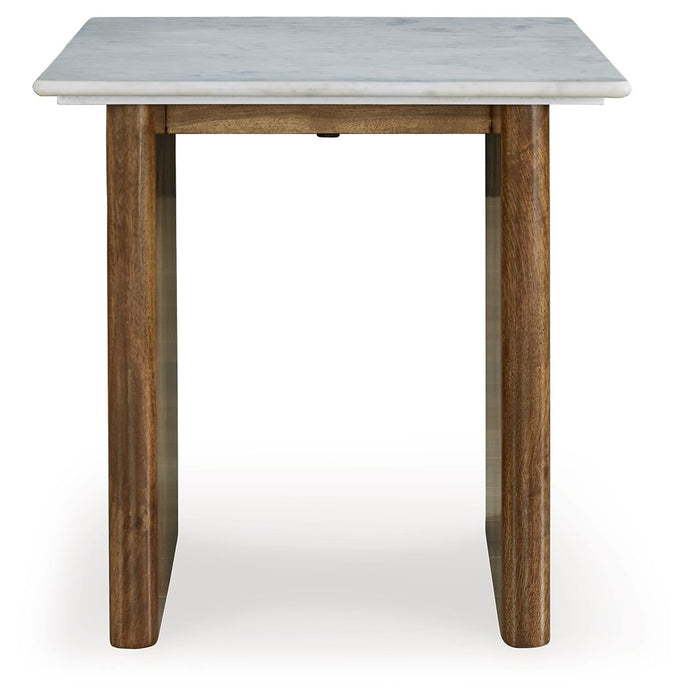 Isanti - Rectangular End Table - Light Brown / White
