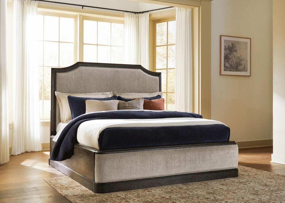 Wickenger - King Upholstered Panel Bed - Dark Brown