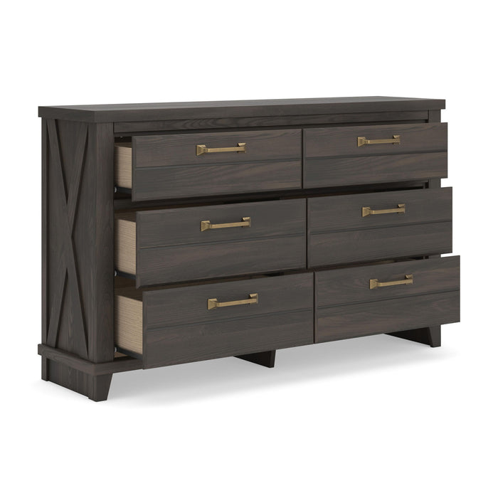 Vonitta Bay - Six Drawer Dresser - Dark Brown